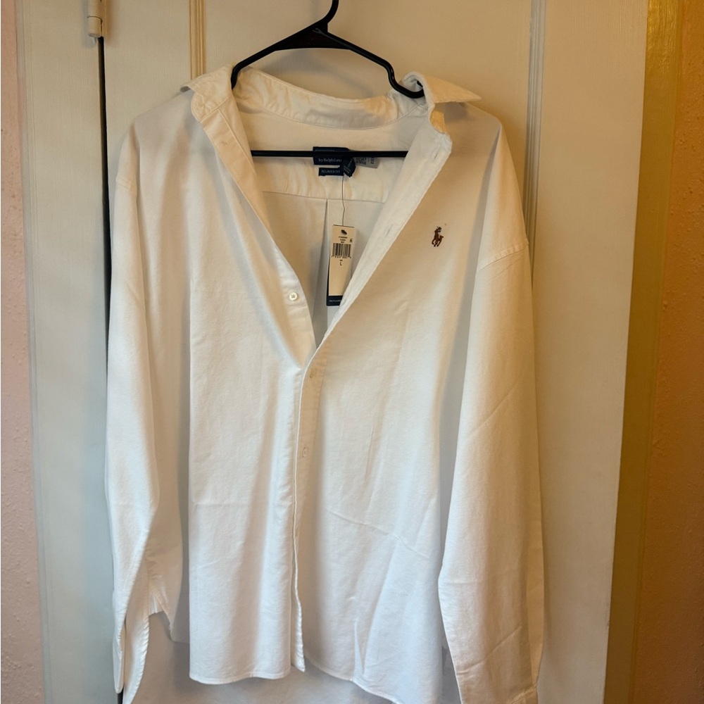 Ralph Lauren White Shirt with Brown Pony Logo
